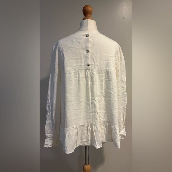 Atelier Camille linen flowy long sleeve blouse size small, white - Picture 4 of 11